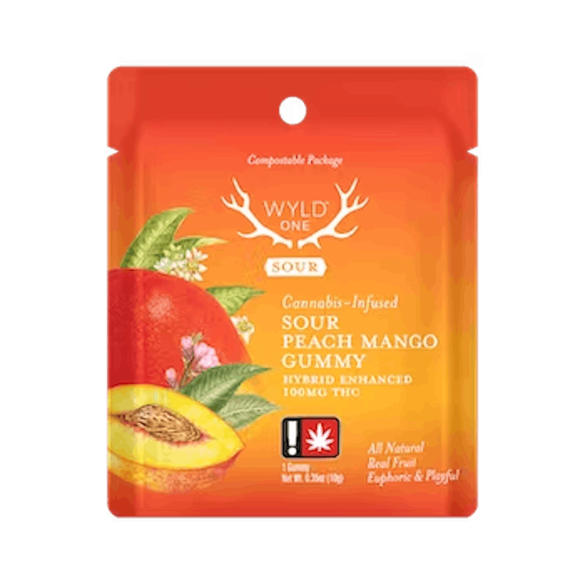 Photo of Wyld One 100mg SOUR PEACH MANGO Hybrid Single Gummy