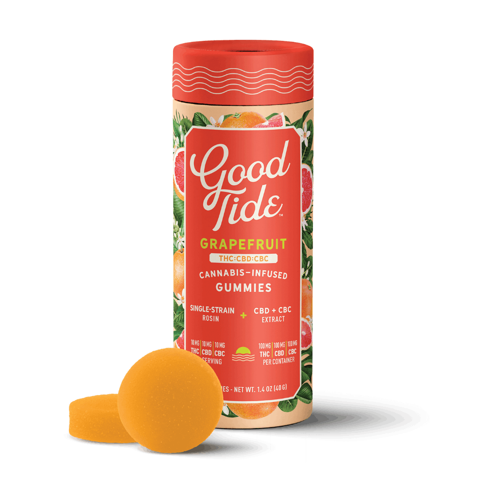 Product: 2:1:1 | Grapefruit | 20mg THC x 10mg CBC x 10mg CBD | Rosin Infused | Good Tide