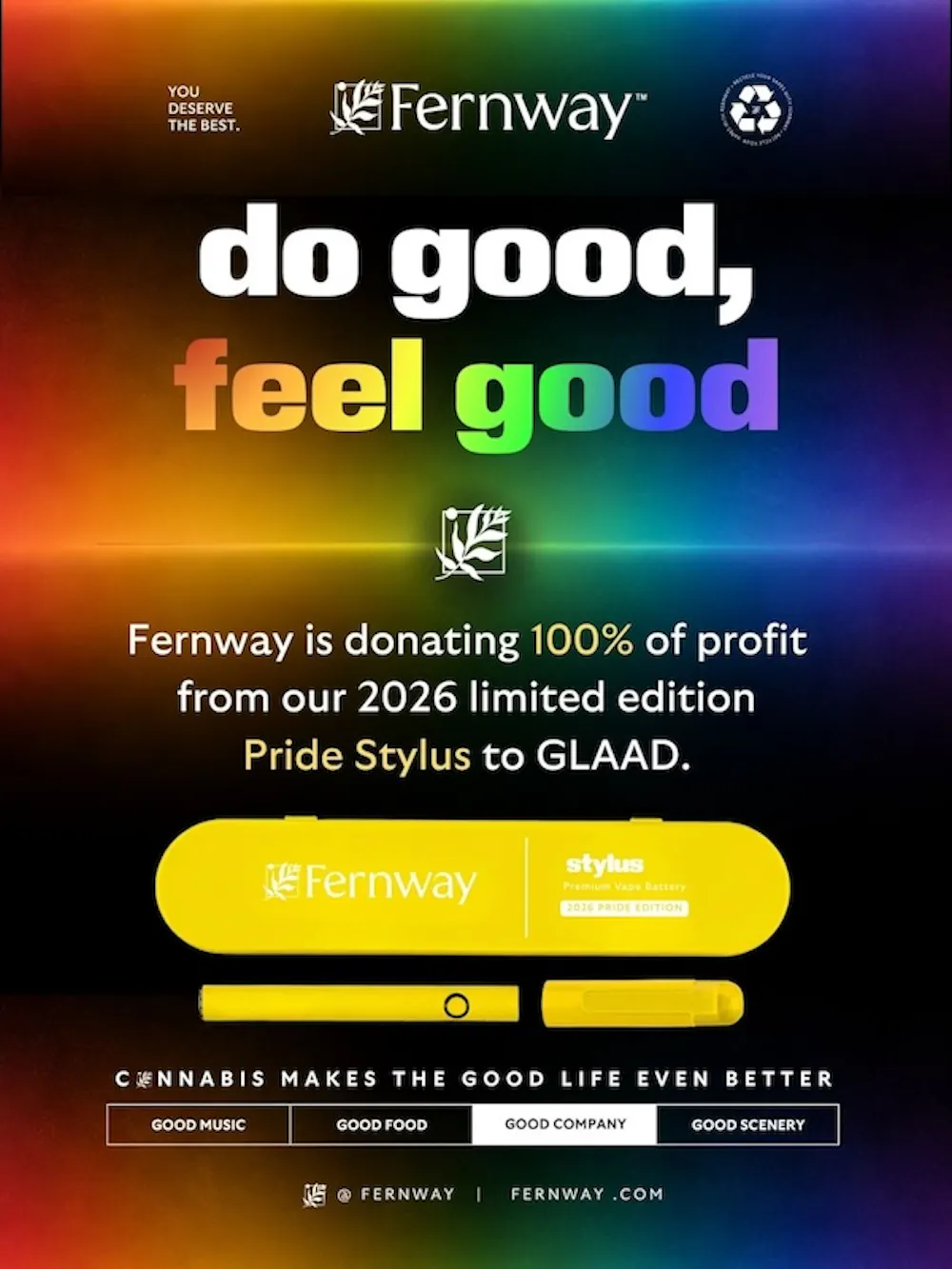 Product LIMITED EDITION 2026 Fernway Pride Stylus Battery (Yellow)