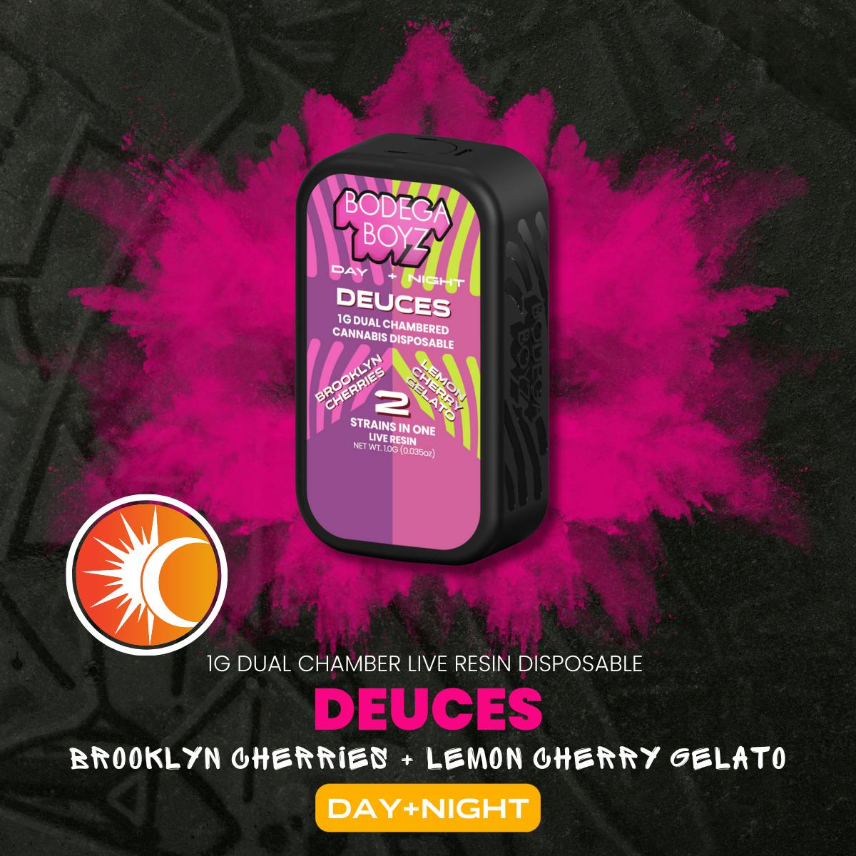Bodega Boyz Brooklyn Cherries X Lemon Cherry Gelato Live Resin Dual Chamber AIO | Deuces | Sativa X Indica