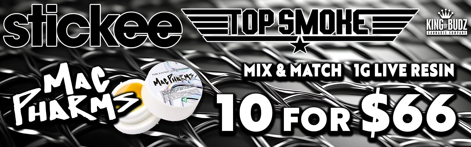 Mac Pharms + Top Smoke 1g Buckets 10/$66
