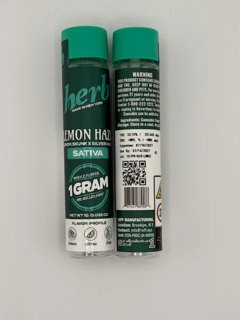 Herb - Lemon Haze - Preroll 1g - Sativa by herb, available at Purple Buds Dispensary in Jackson Heights, Queens