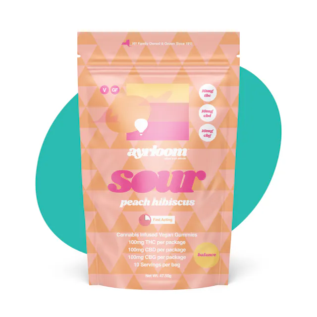 Ayrloom Ayrloom | Sour Peach Hibiscus 1:1:1 | 10MG THC : 10MG CBD : 10MG CBG 10 Pack