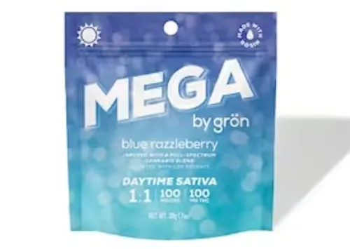 gron | Blue Razzleberry MEGA | Daytime Sativa | Rosin Gummies | 1:1 THC / CBG | 100mg/Package-2