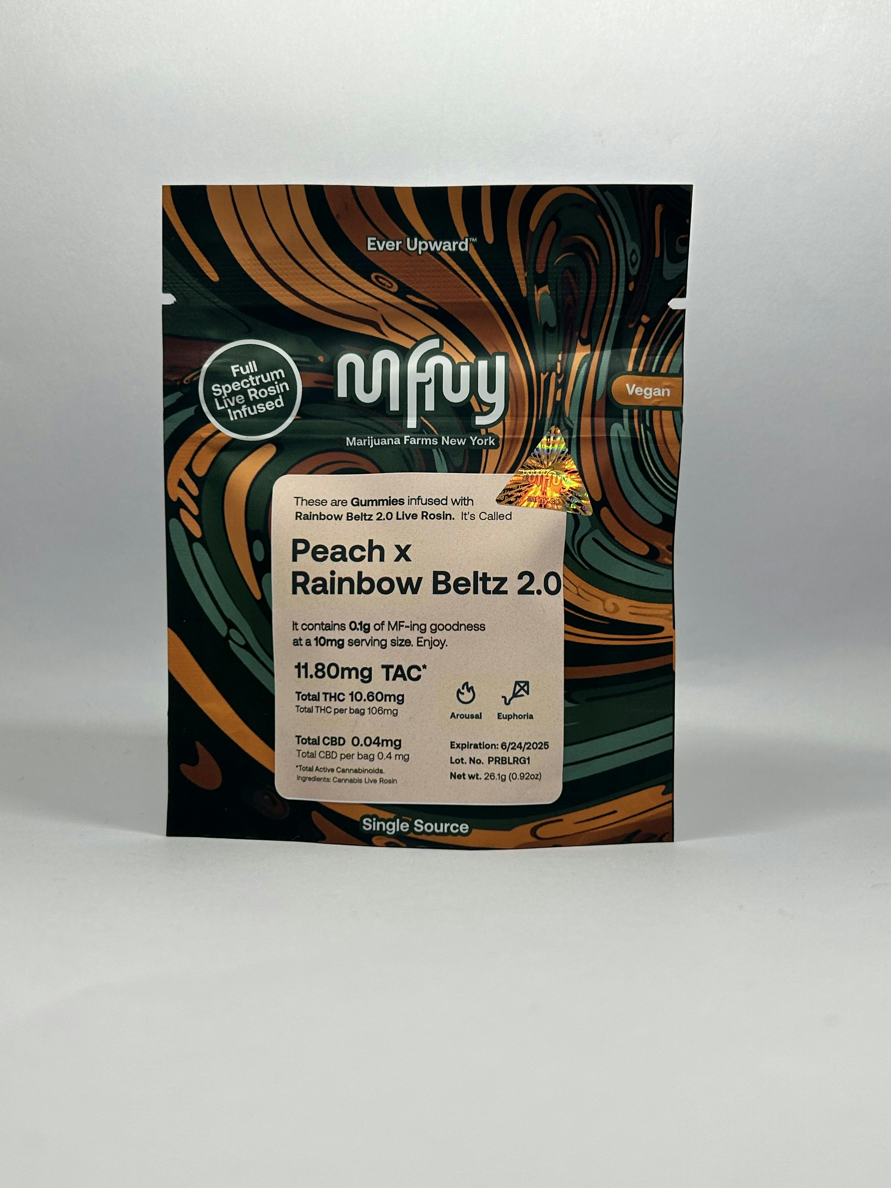 Photo of MFNY – Peach x Rainbow Beltz Live Rosin Gummies – 10pk