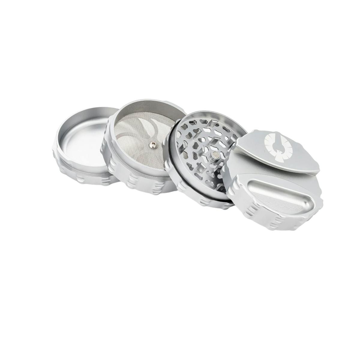 Image of Large 4 Piece Grinder w/ Paper Holder & Ashtray | Silver