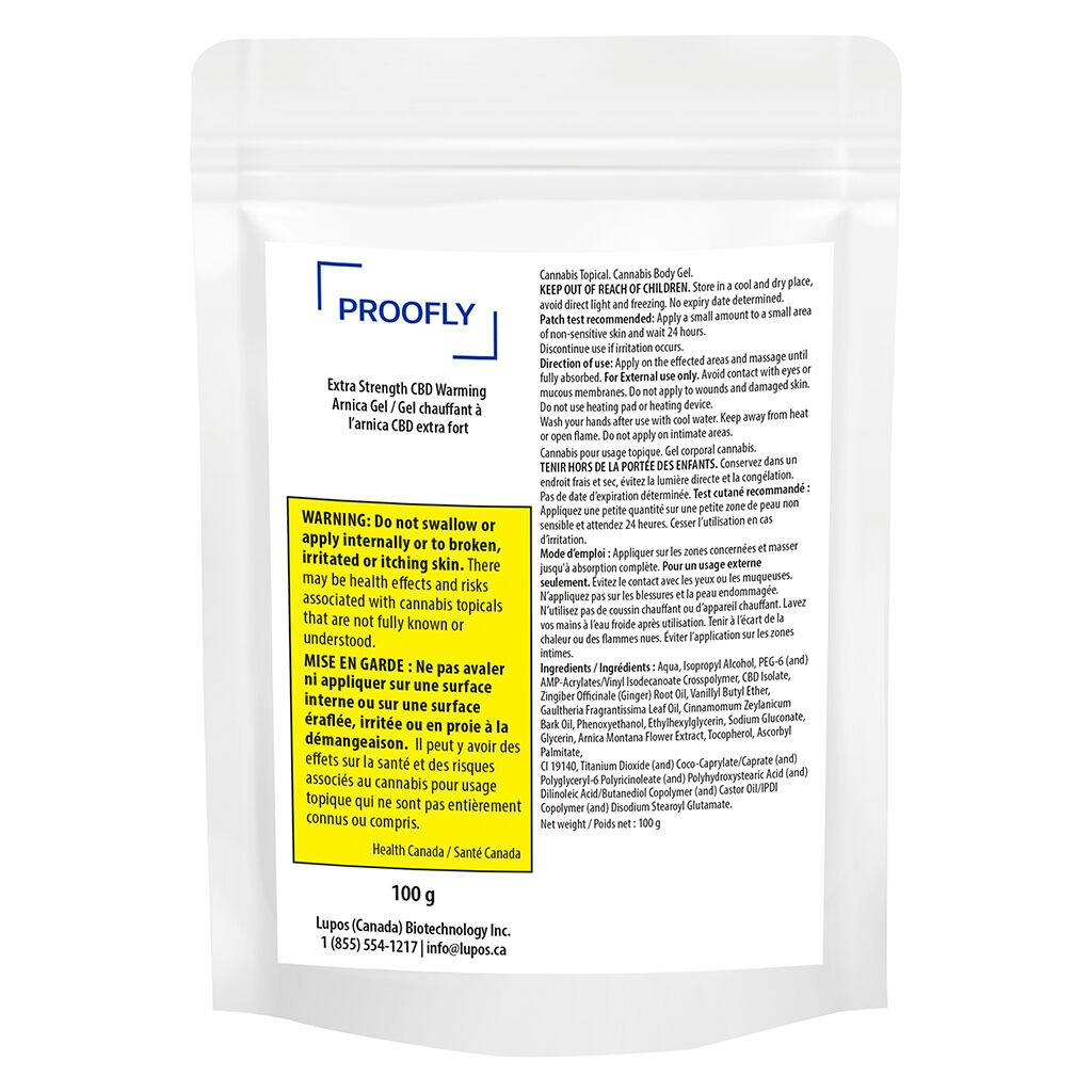 Proofly - extra strength cbd warming arnica gel - 100g