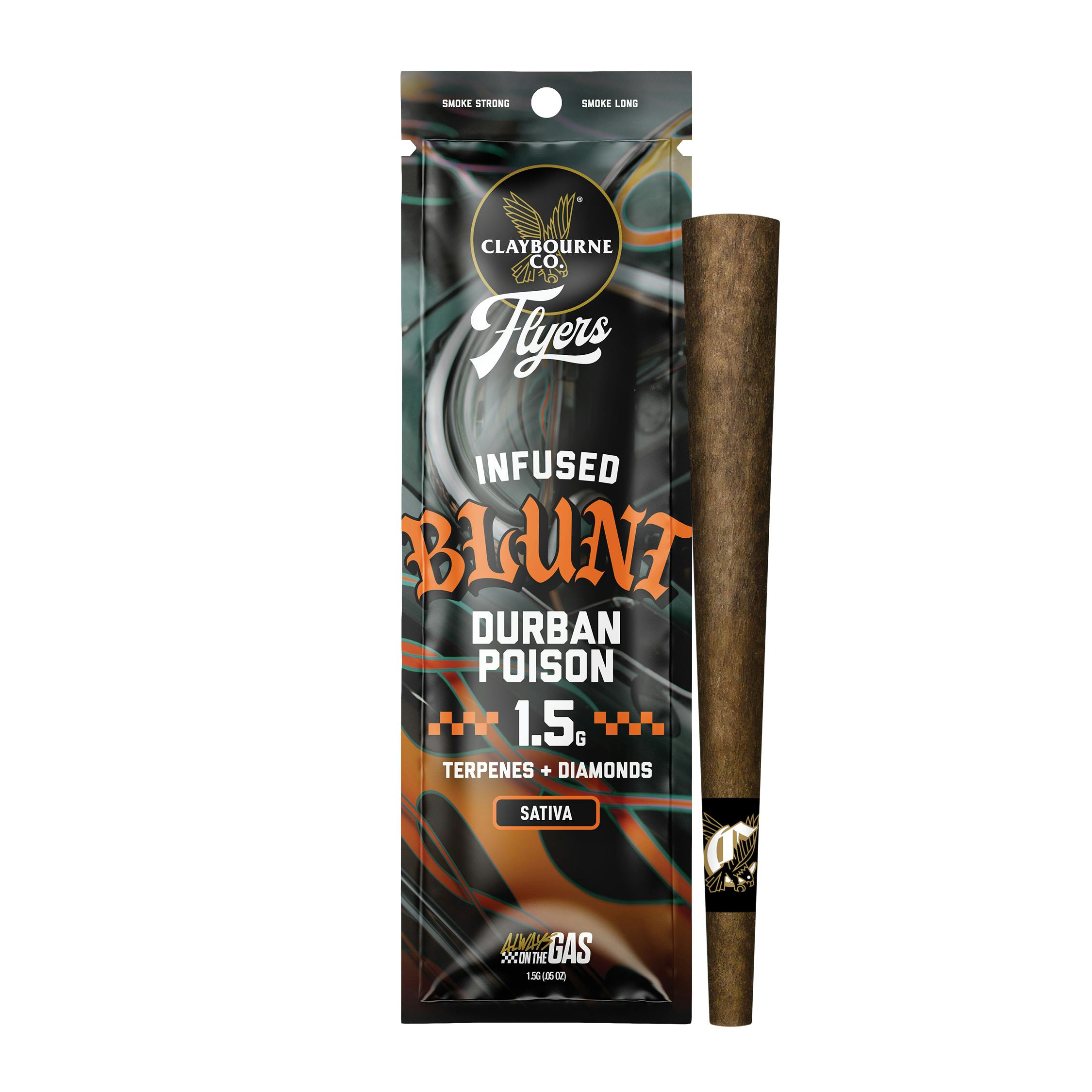 Claybourne Co. Flyers - Infused Blunt - - 1ct  Durban Poison