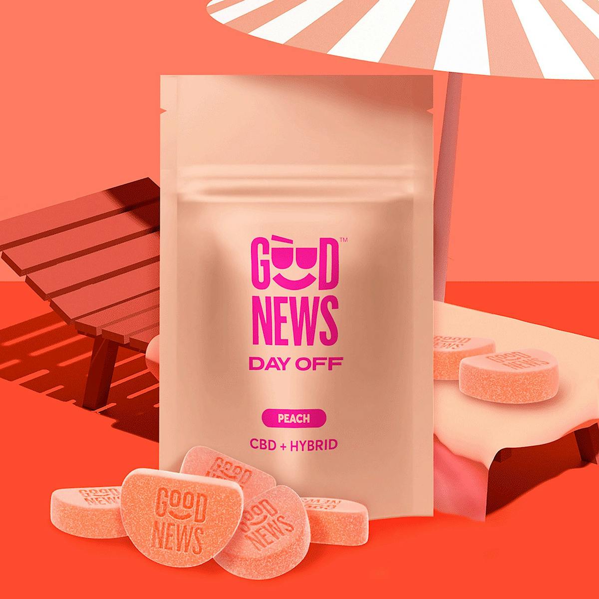 Photo of Good News Day Off 1:1 Peach Gummies 100mg 20pk (THC:CBD)