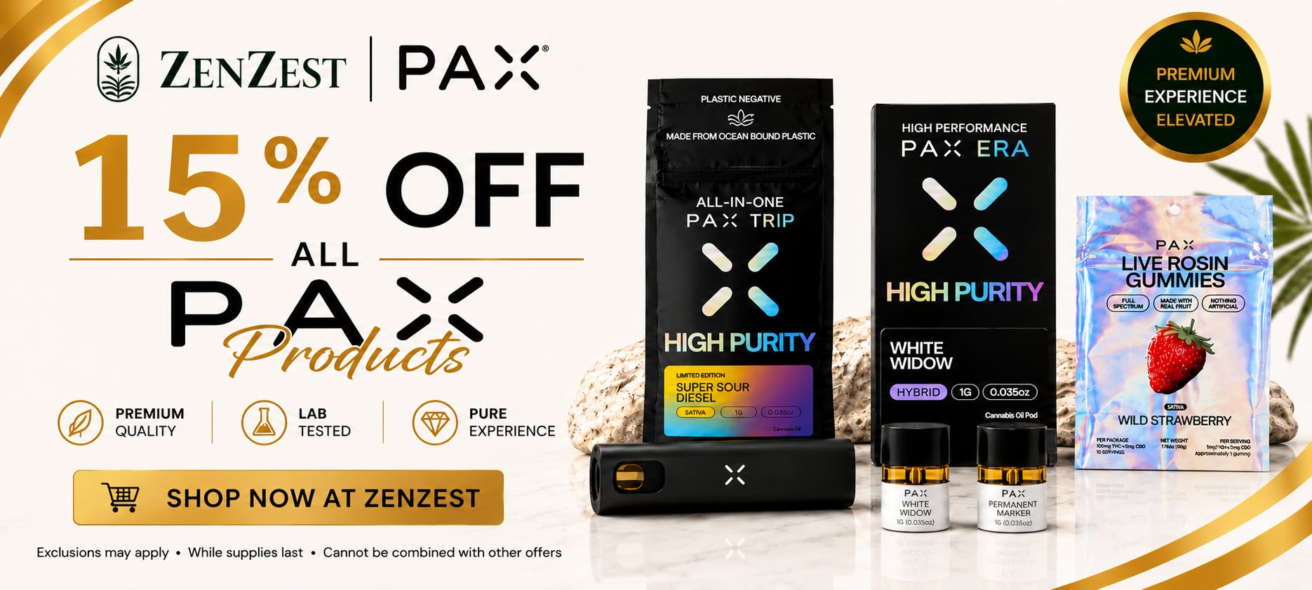 Upgrade your vape experience with 15% OFF on all PAX products at ZenZest! Smooth, premium, and reliable — now available at a special discounted price. Limited-time offer!