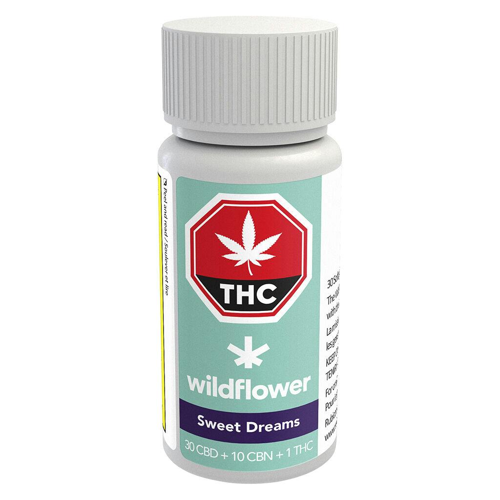 Wildflower - sweet dreams cbd + cbn + thc softgels - 30 caps