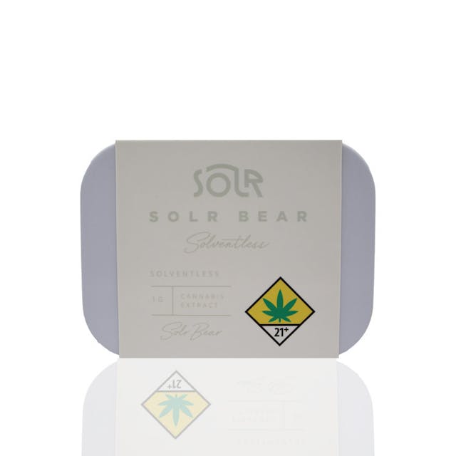 Solr Bear Solventless Live Rosin Vape Oil is refined into a consistent, golden oil and packaged into an all-ceramic custom vapor cartridge for the most convenient, delicious solventless experience. Enjoy at low power vape settings for maximum cannabis flavor and smoothness. Store cold to preserve the terpenes.