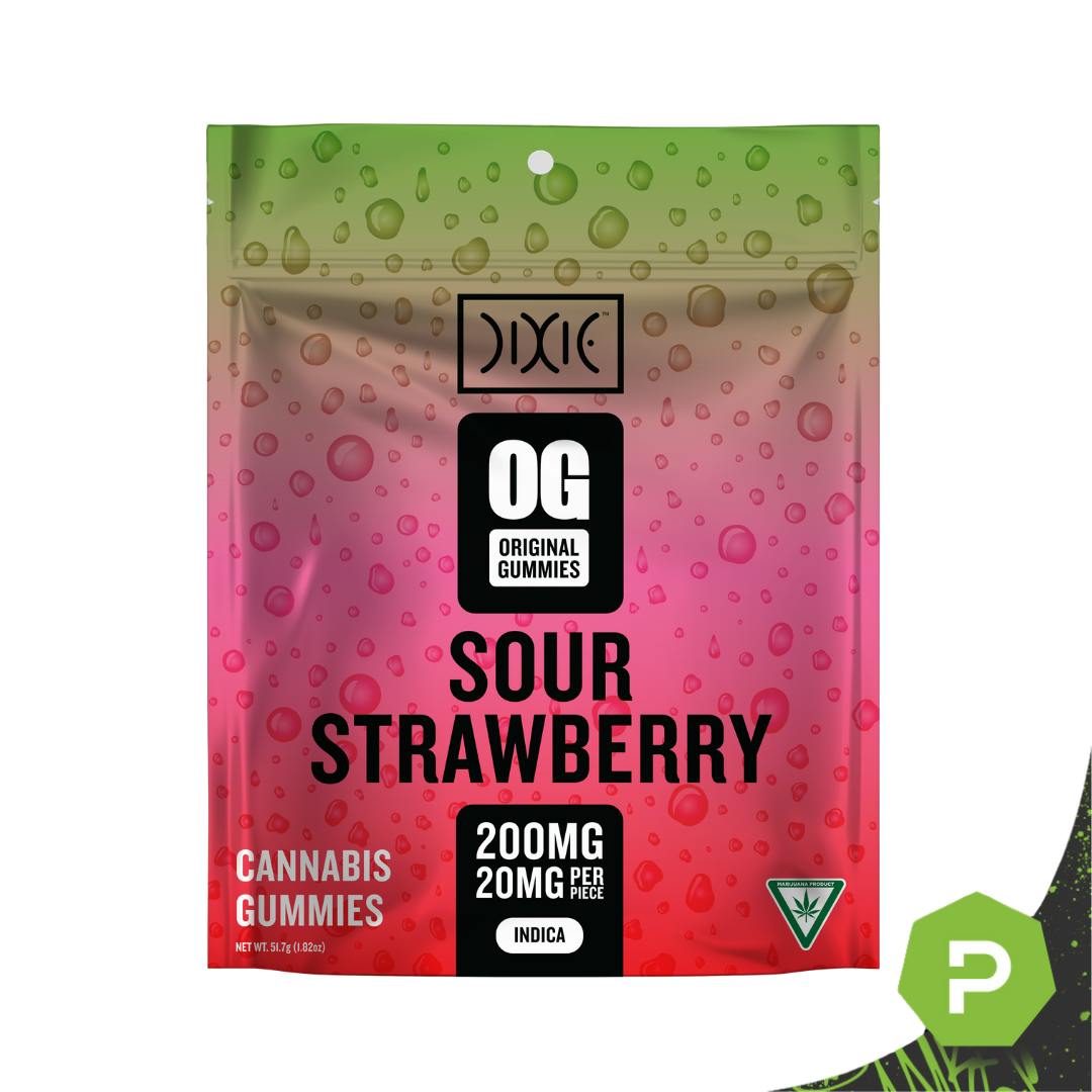 Dixie Dixie | 200mg Gummies | Sour Strawberry - Puff Cannabis