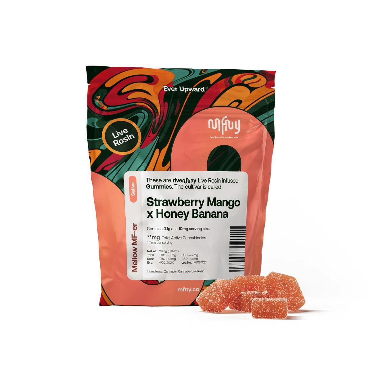 MFNY - 100mg Live Rosin Gummies - Strawberry Mango x Honey Banana