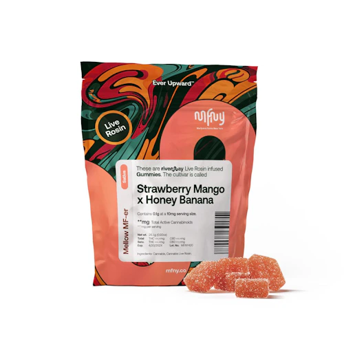 MFNY - 100mg Live Rosin Gummies - Strawberry Mango x Honey Banana