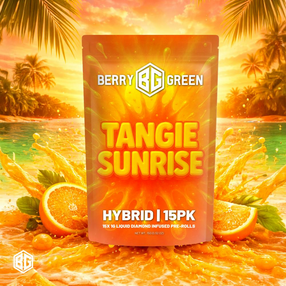 Berry Green - 15-Pack 1g Liquid Diamond Infused Prerolls - Tangie Sunrise