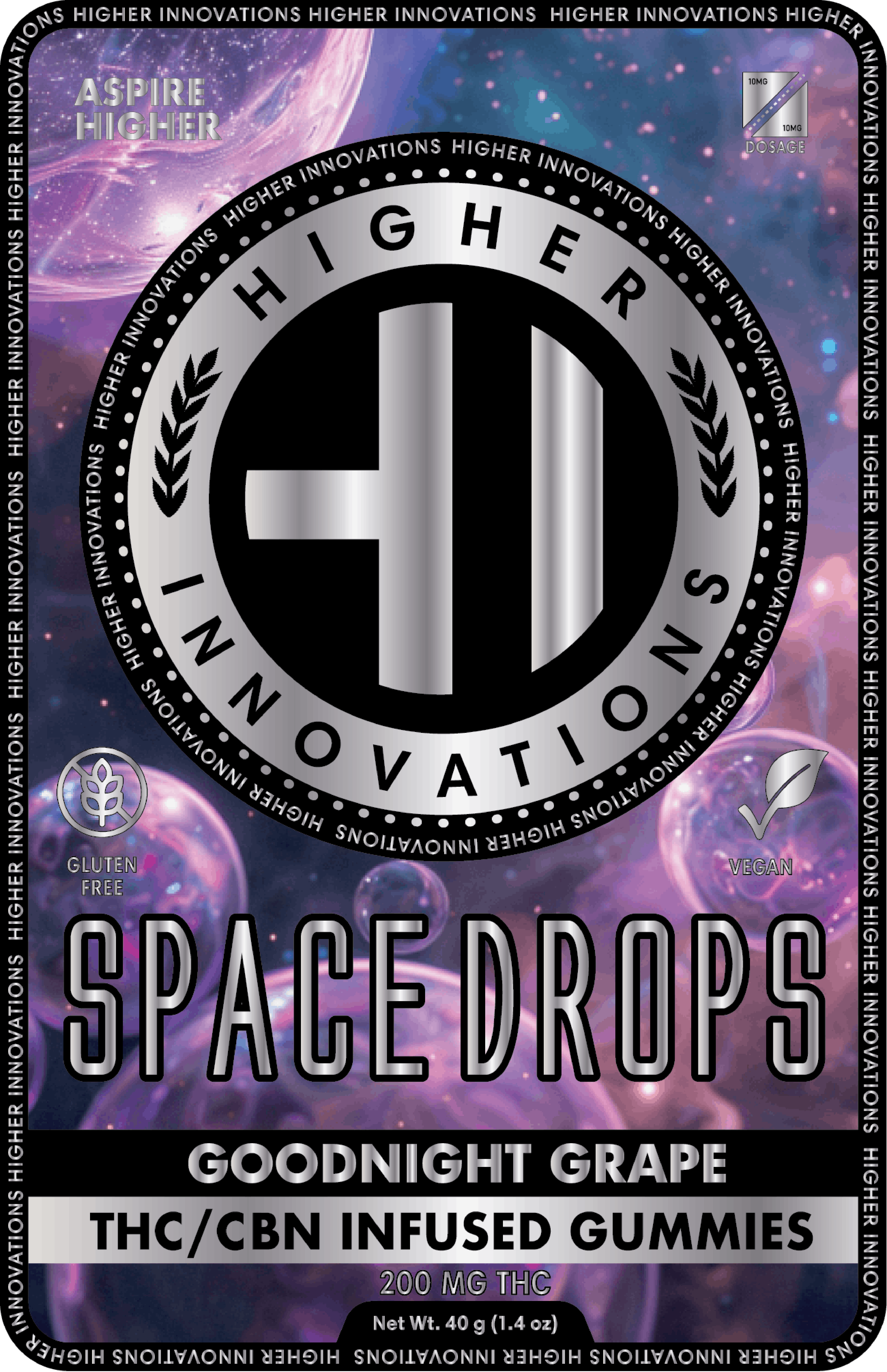 Higher Innovation | Goodnight Grape | Infused Space Drops | 200mg 1:1 THC:CBN | Indica