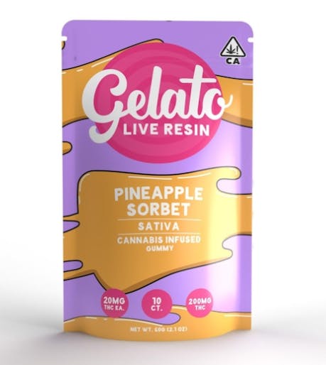 Product: GELATO | PINEAPPLE SORBET - LIVE RESIN GUMMIES | 10PK | 200MG | SATIVA