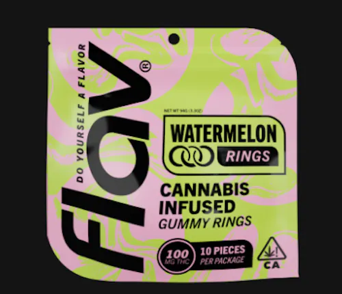 Watermelon – 100mg – Distillate Gummy Rings – Flav-1