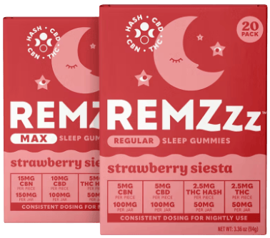 Strawberry Siesta - CBN:CBD:THC + Hash Gummies 20 Pack (50mg