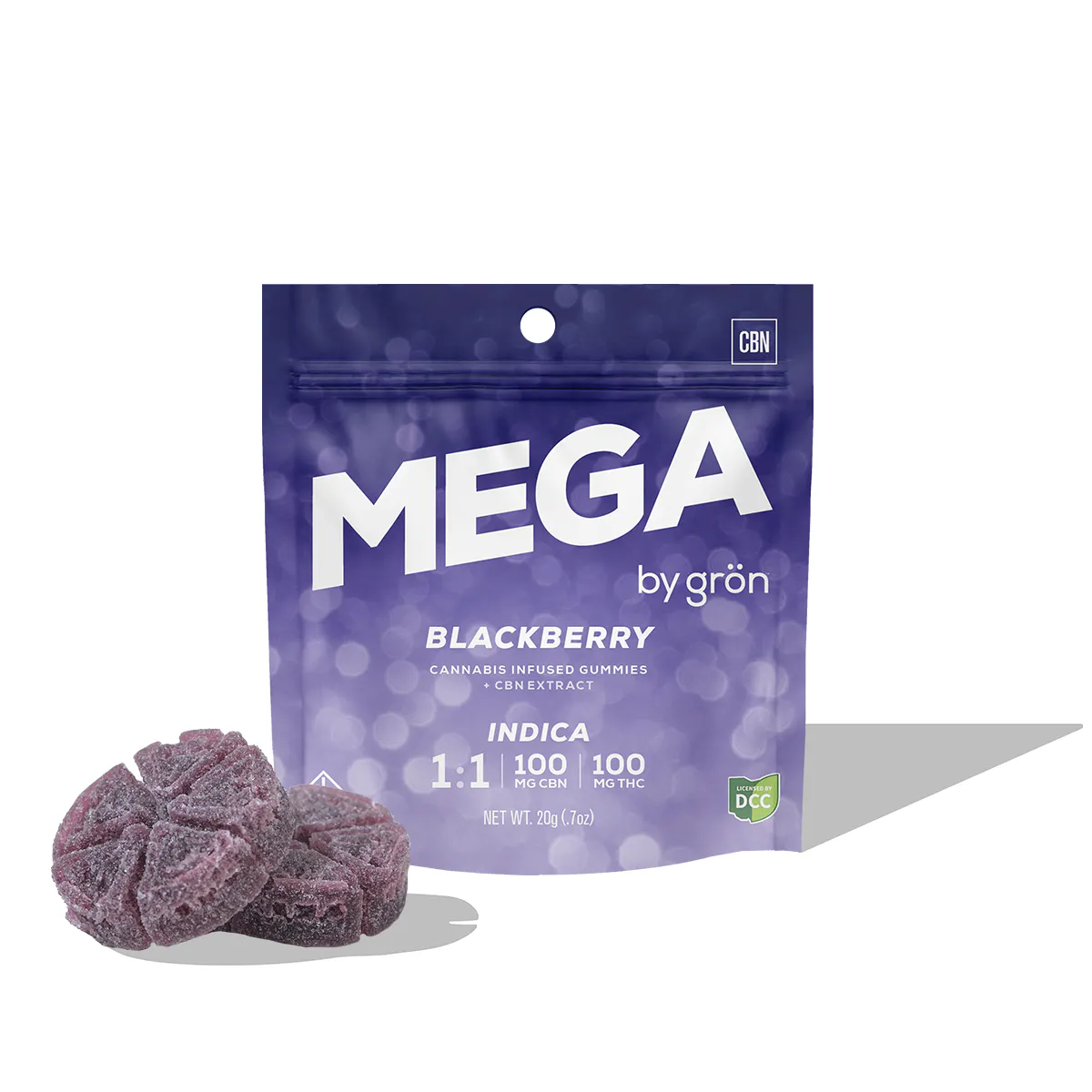 1:1 THC:CBN Blackberry Gummy Mega | Theory Wellness (Sherwood)