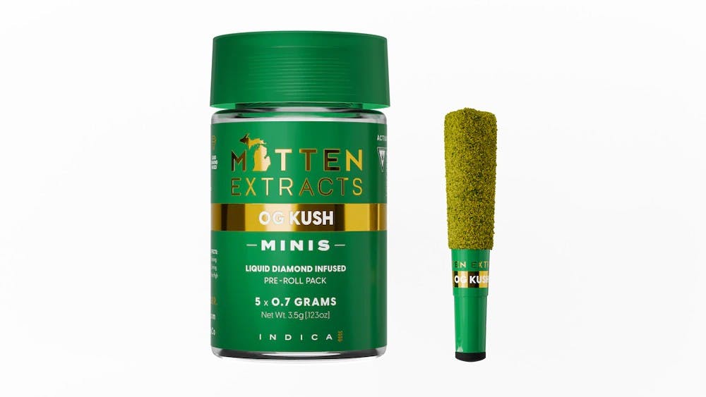 MITTEN EXTRACTS | OG KUSH | INFUSED PRE-ROLLS | 5 x 0.7G INDICA