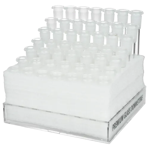 Glass Downstems & Acrylic Display | 14mm F | Assorted Sizes | 49ct Display-active