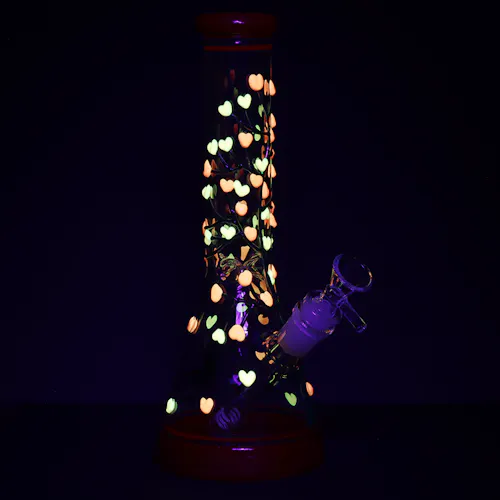 Pulsar – Branching Hearts Glow in the Dark Beaker | 10.25′-1
