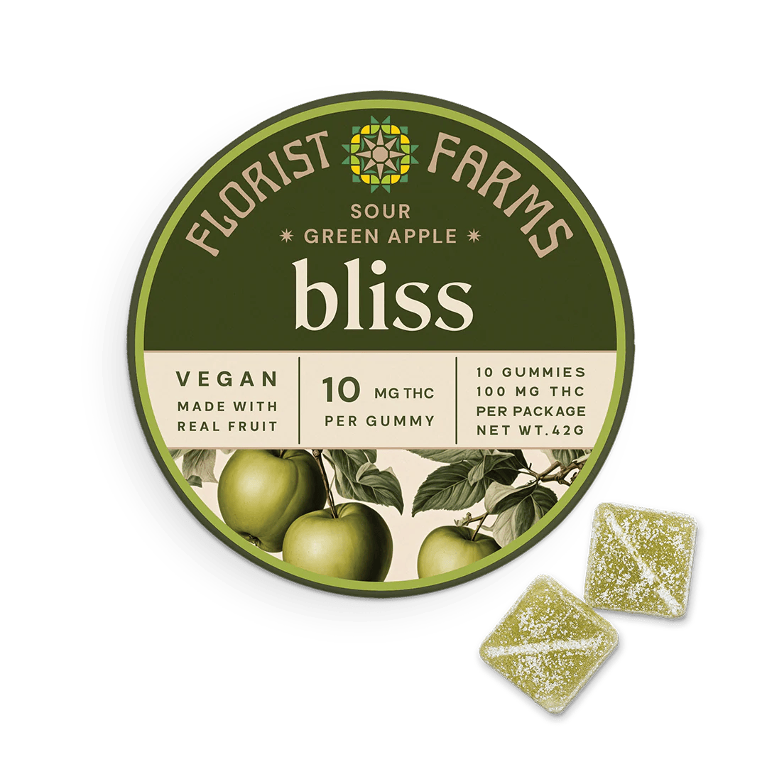 Florist Farms Sour Green Apple CBG:THC Gummies 10ct