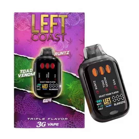 Left Coast Runtz x Toad Venom x GG4 3g Triple Flavor Vape
