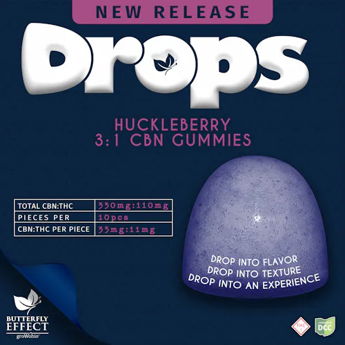 Butterfly Effect | 3:1 CBN Huckleberry  Gummie Drops | 110mg-active