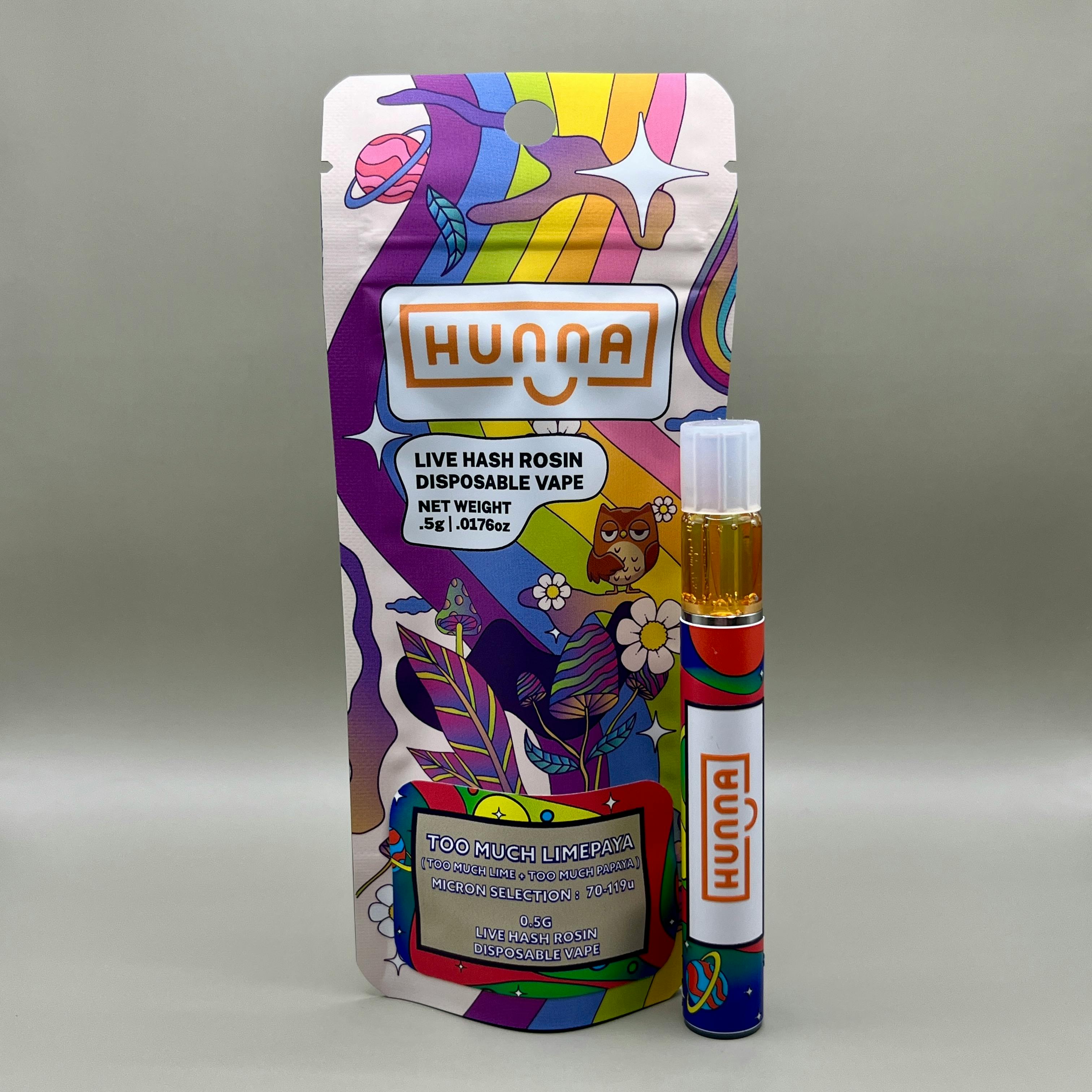 Hunna - .5g Live Rosin Disposable - Too Much Limepaya
