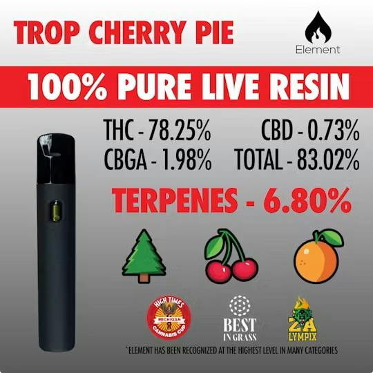 Trop Cherry Pie Pure Live Disposable Indica by Element – Vapes at Gatsby Cannabis