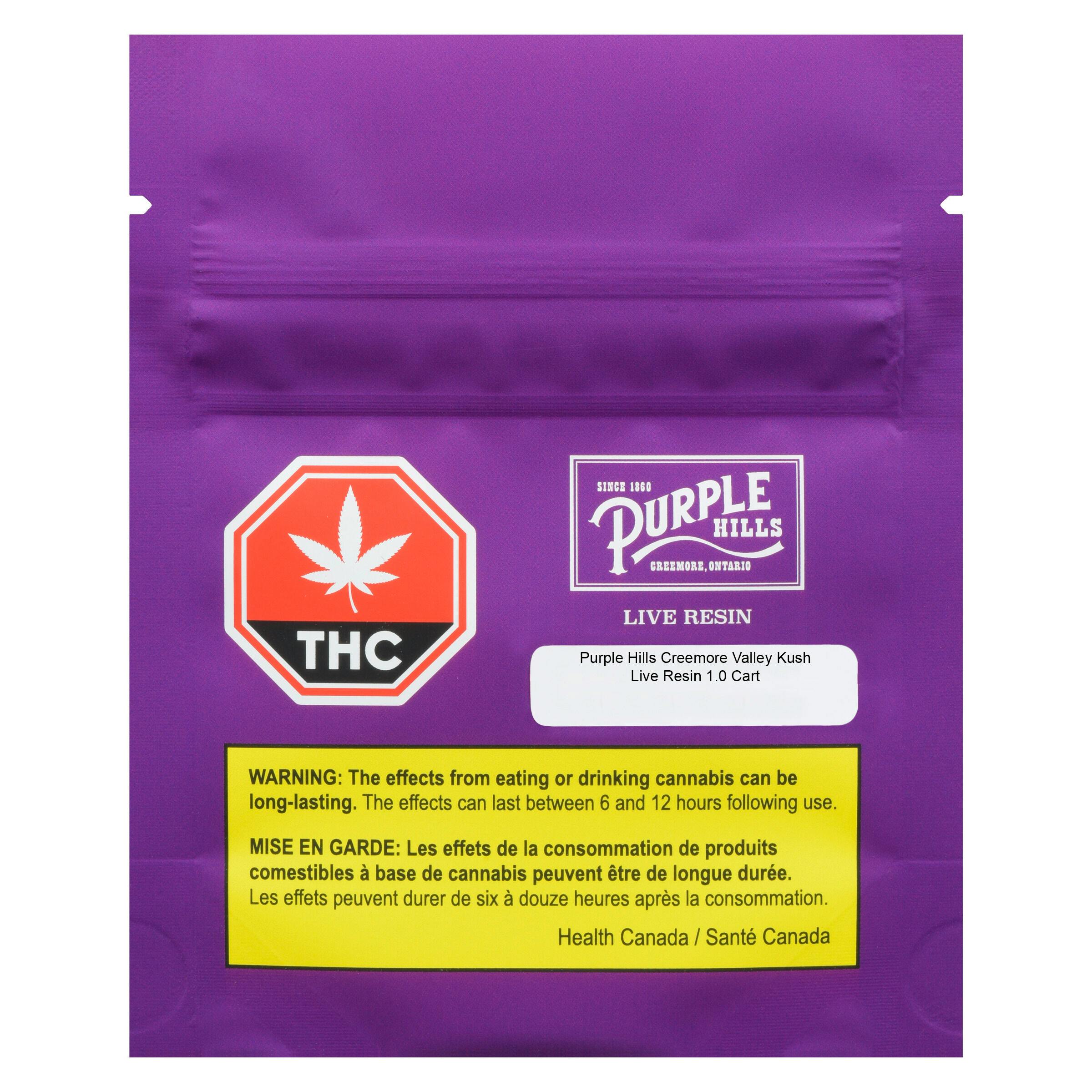 Purple Hills - Creemore Valley Kush Live Resin 510 Thread Cartridge