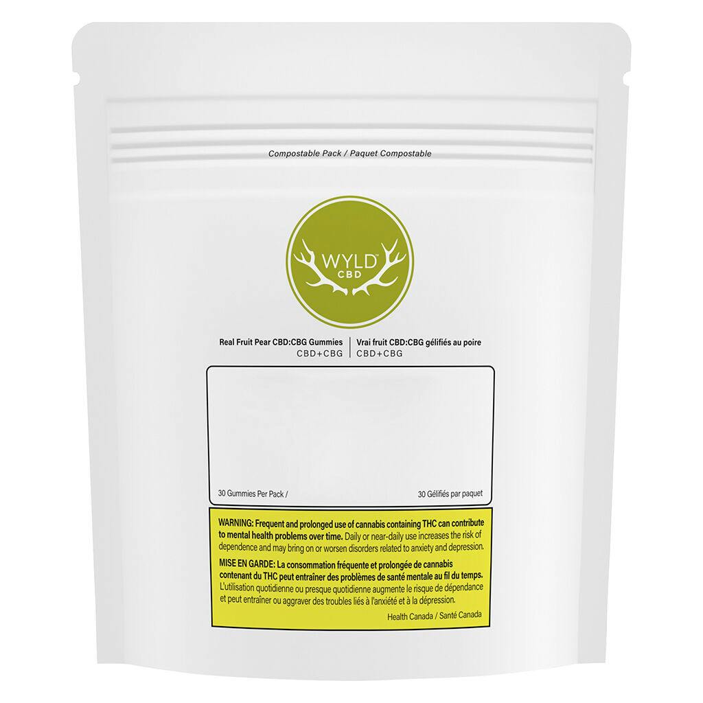 Wyld cbd - real fruit pear cbd + cbg vegan gummies - 30 pack