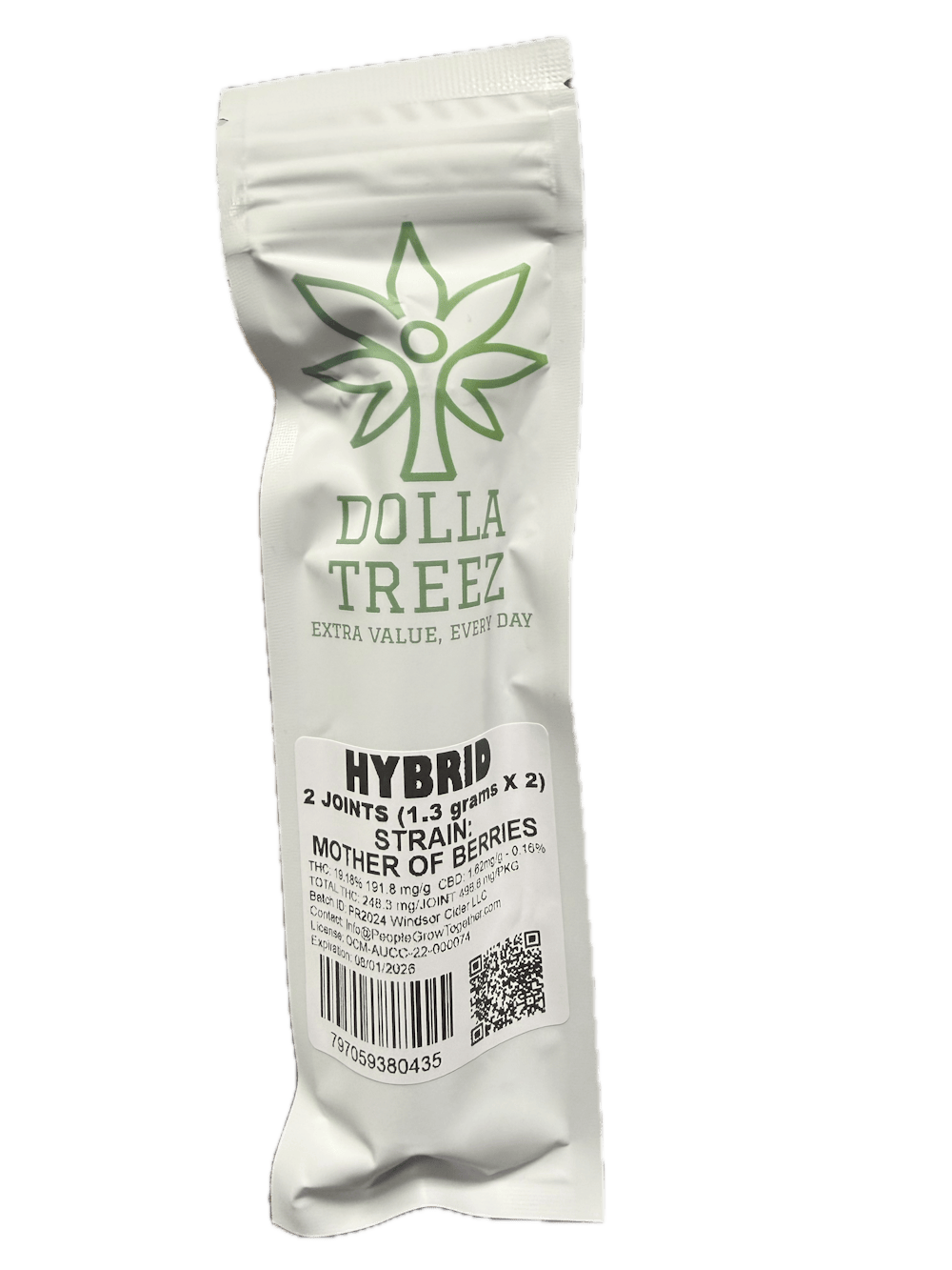 Product Preroll | Mother of Berries (H) | 1.3g 2 pack | Dolla Treez