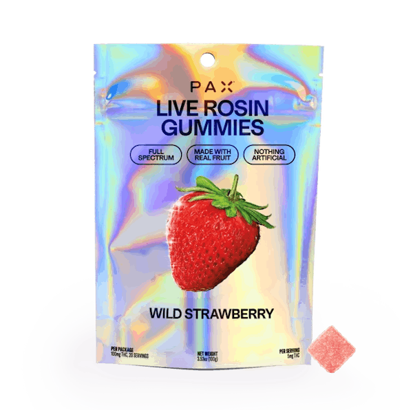 Wild Strawberry (S) -  20pk 100mg Live Rosin Gummies - PAX