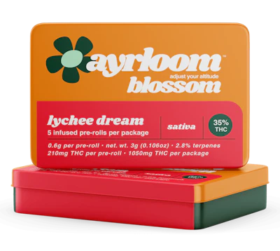 Ayrloom - 5 Pack .6g Infused Prerolls - Lychee Dream
