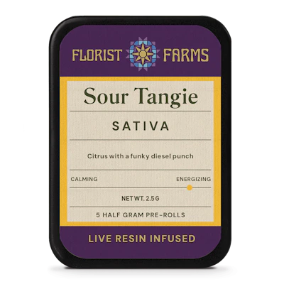 Florist Farms - 5 Pack .5g Live Resin & Diamond Infused Prerolls - Sour Tangie - PRE_ROLLS by Florist Farms at King of Budz