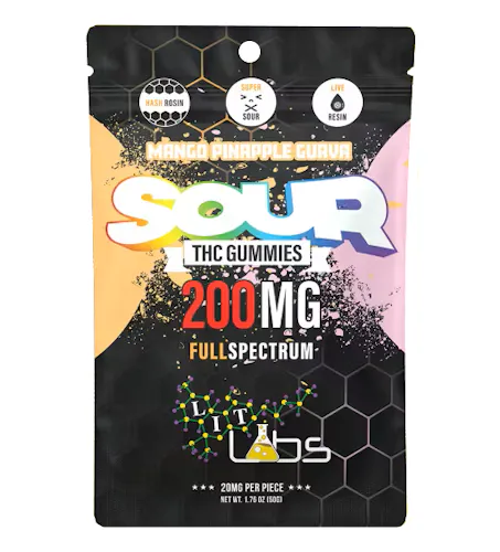 Lit Labs Sour Mango Pineapple Guava Full Spectrum Gummies 200mg Rec-1