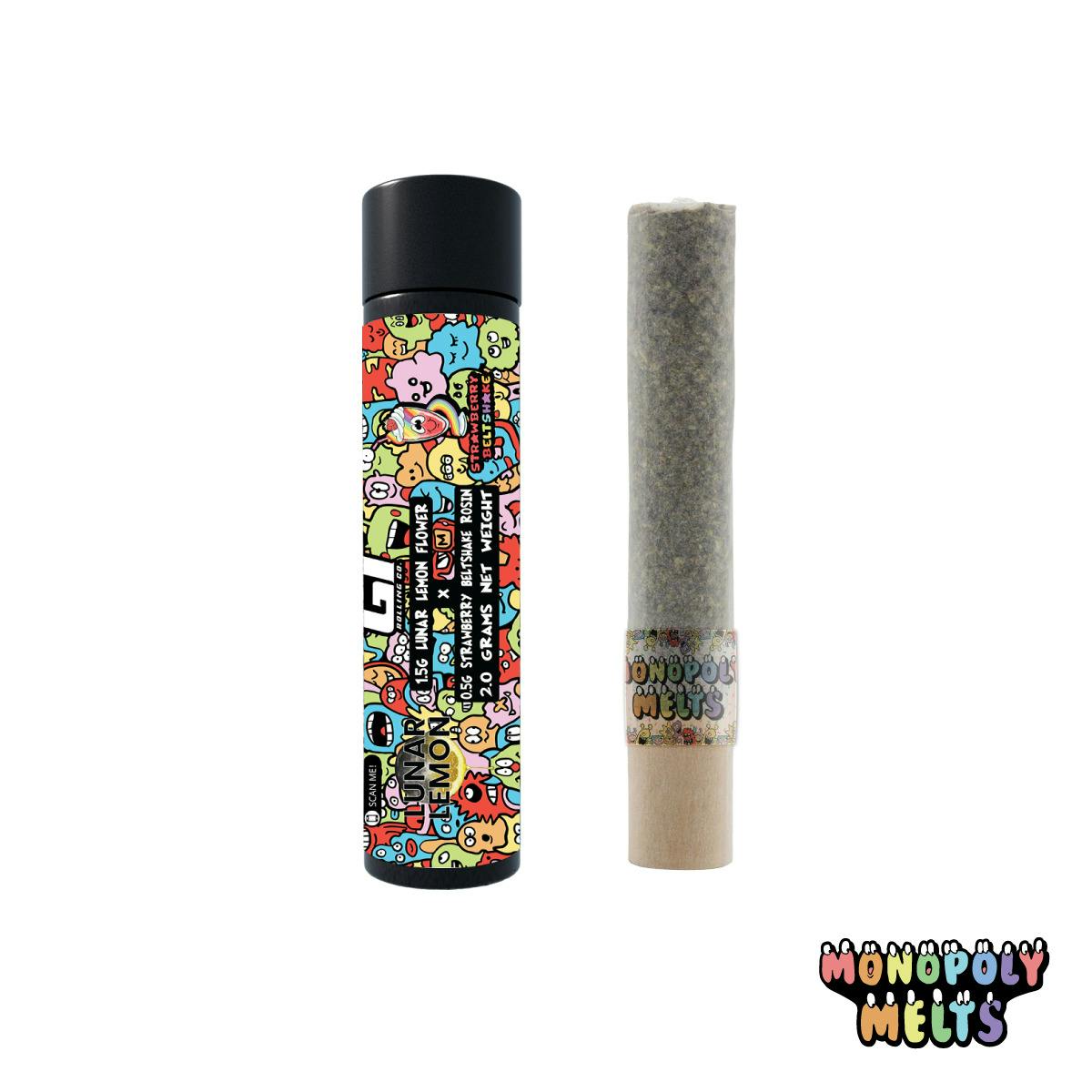 Product: Monopoly Melts x GT Rolling Co | Lunar Lemon x Strawberry Beltshake 2g Hash Hole