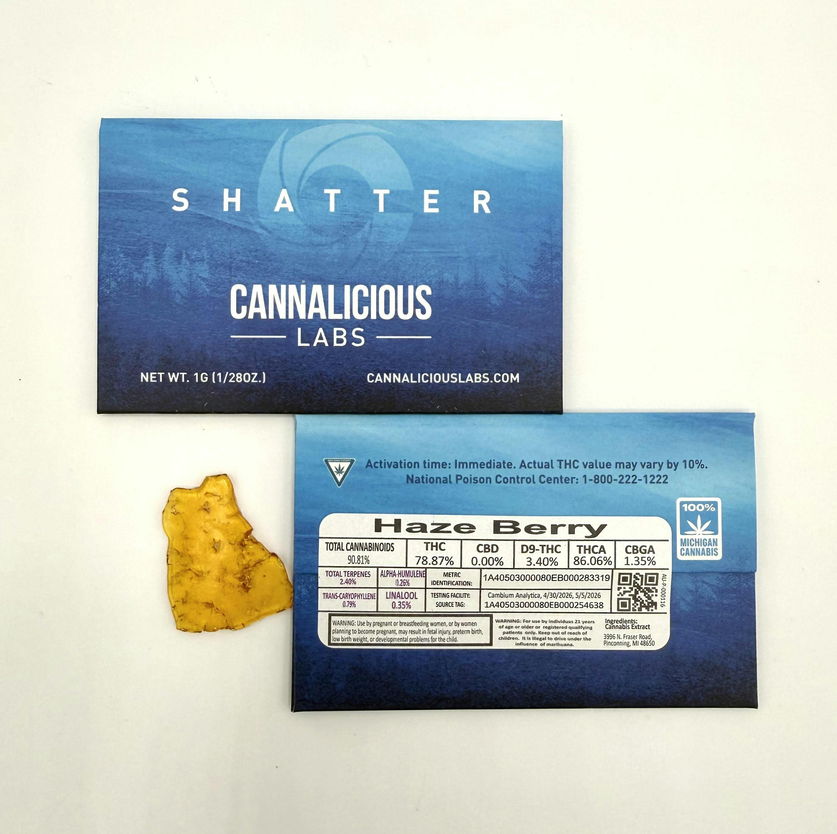 Cannalicious - 1g Shatter - Haze Berry