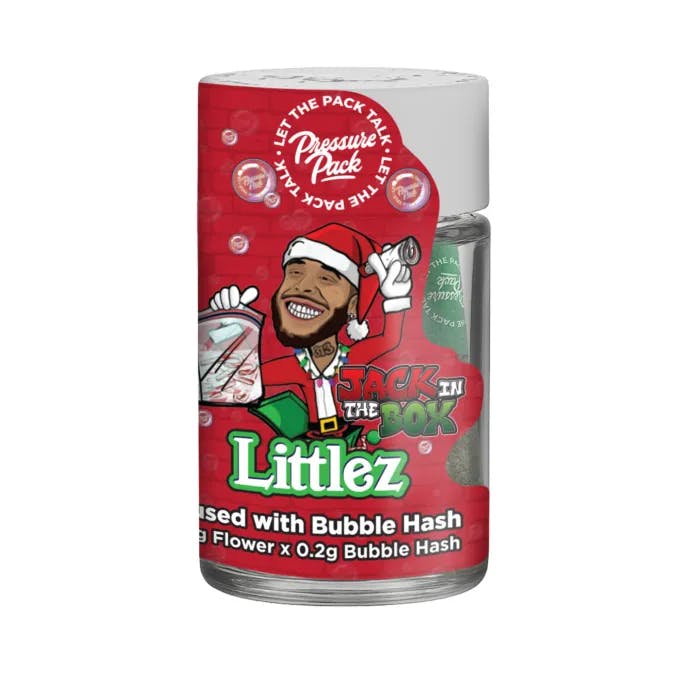 Pressure Pack x Jack Funny - 5-Pack .7g Bubble Hash Infused Prerolls - Jack In The Box (Holiday Edition)