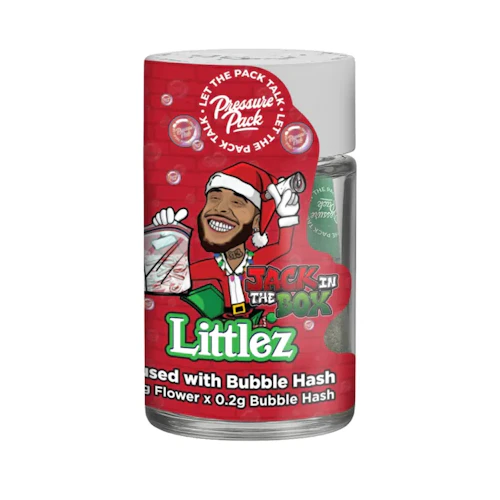 Pressure Pack x Jack Funny - 5-Pack .7g Bubble Hash Infused Prerolls - Jack In The Box (Holiday Edition)