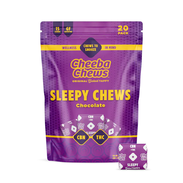 Cheeba Chews Chocolate Taffy Sleepy 2 THC : 1 CBN 20pk/100mg (indica, chocolates, 2.8g)