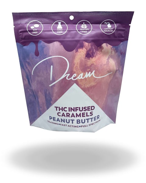 Product: Dream Edibles | Peanut Butter Caramels | 100mg
