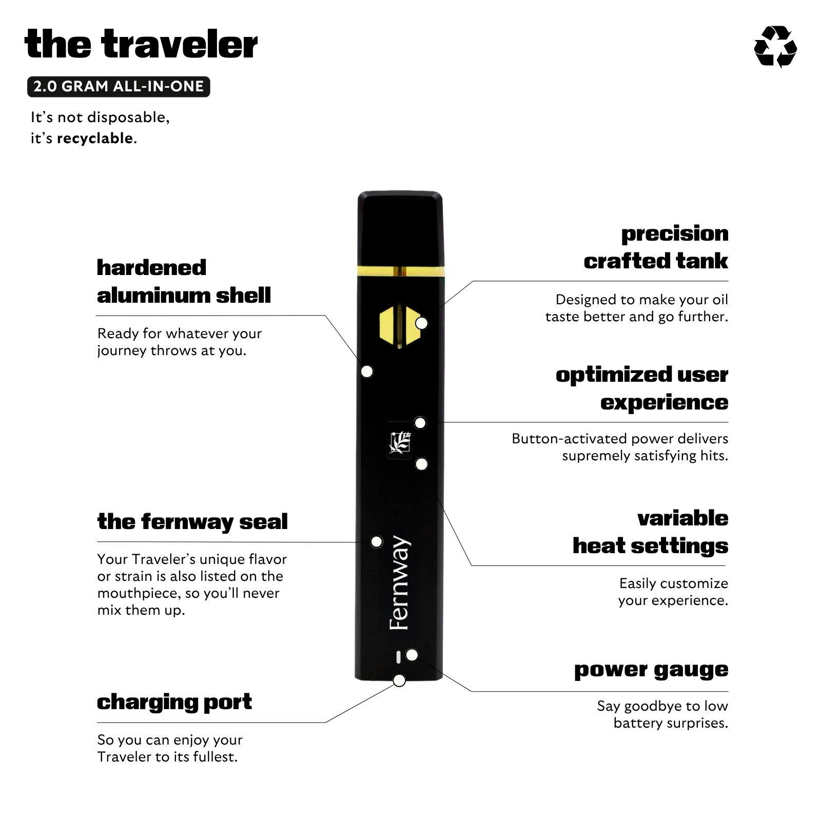 Fernway Mandarin Orange (S) Traveler AIO Disposable 1g | AYR New Jersey