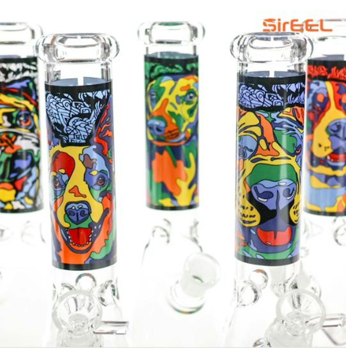 Image of 10″ SirEEL Doggie Style | PupArt Beaker Bong with Flower Bowl | Assorted Colors