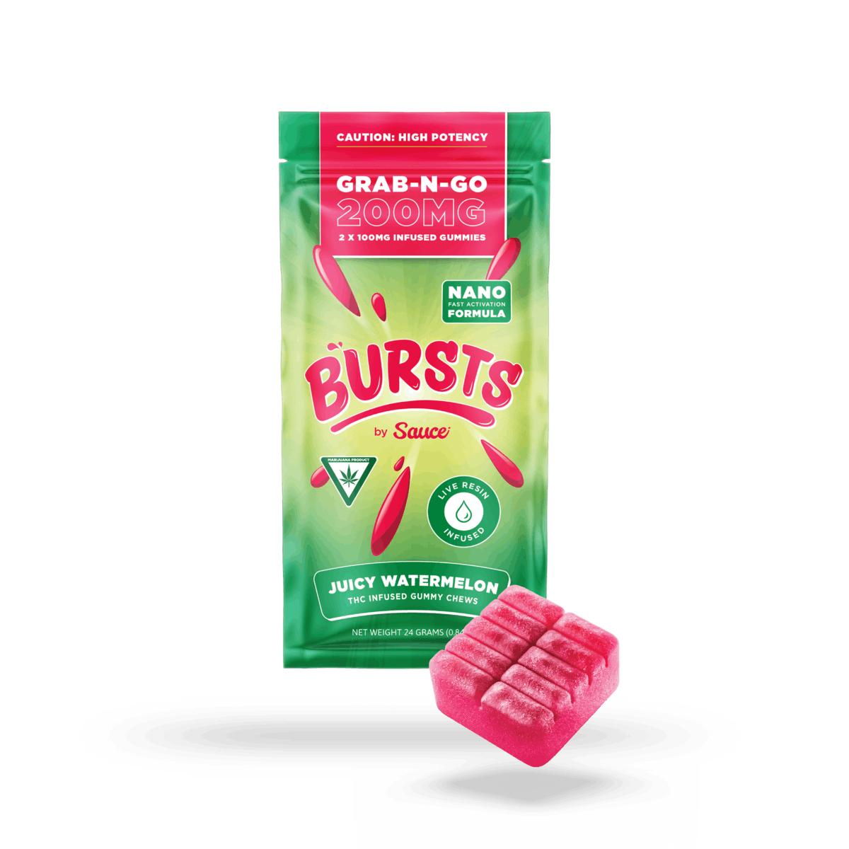 SAUCE BURSTS | JUICY WATERMELON - LIVE RESIN GUMMIES | 200MG