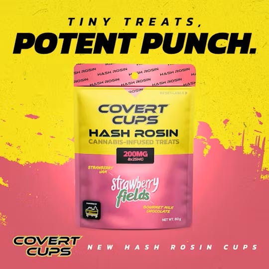 COVERT CUPS | STRAWBERRY FIELDS - HASH ROSIN CHOCOLATES | 200MG | HYBRID